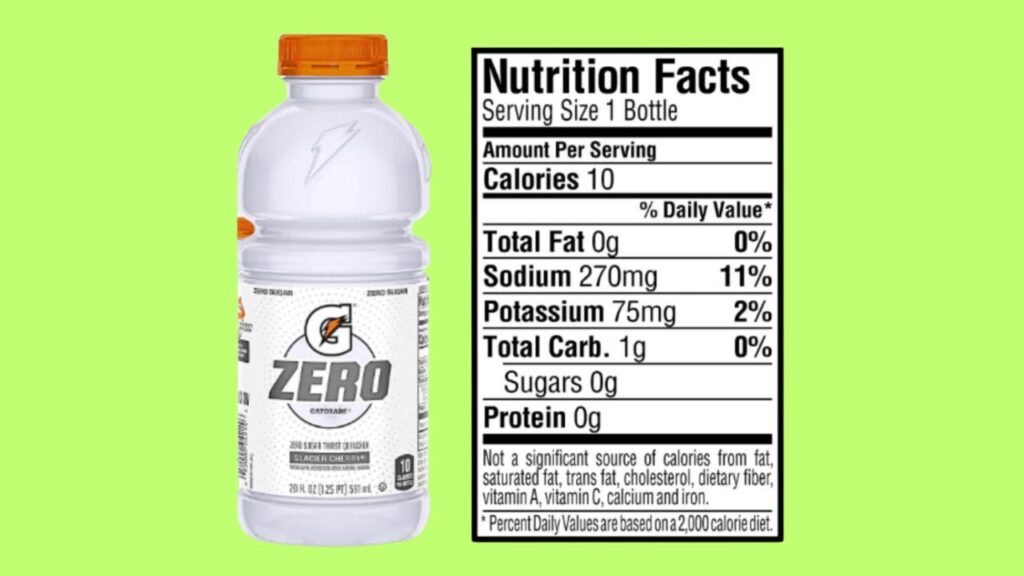 Gatorade Zero Nutritional Facts and  Ingredients