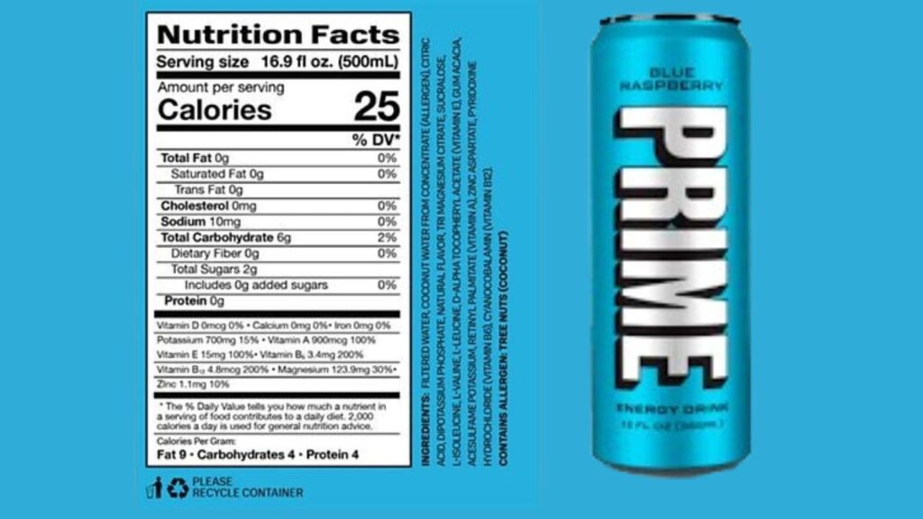 Nutritional Facts of Prime Energy Drink