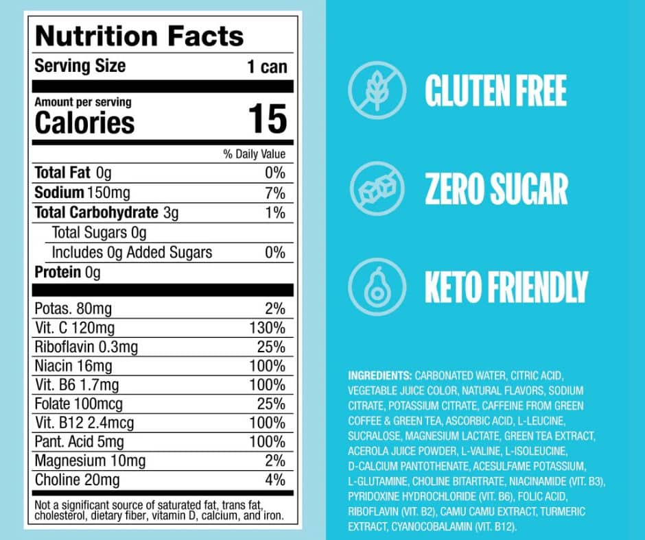 Nutritional Facts of ZOA Energy Drink