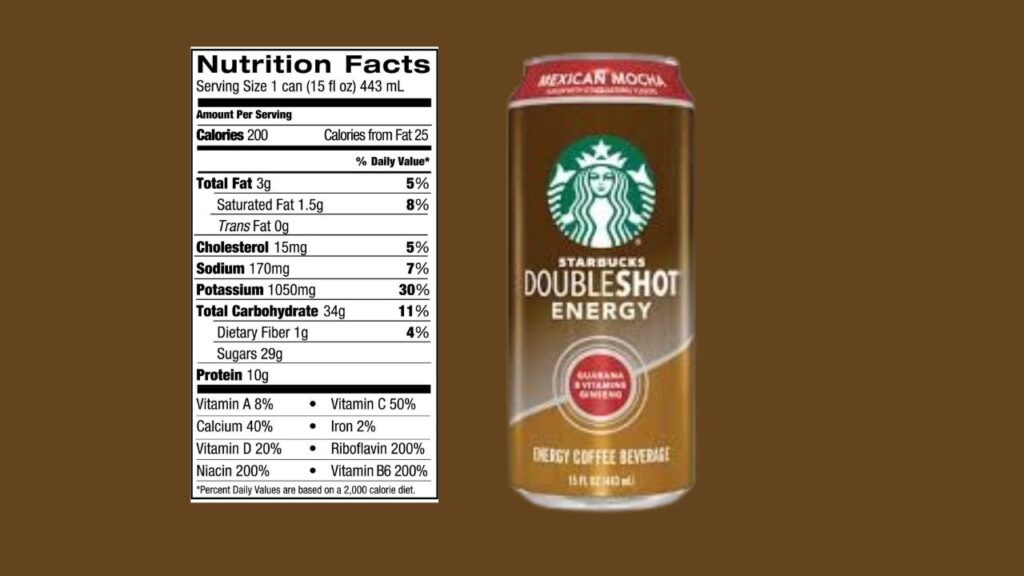 Nutritional facts Starbucks Doubleshot Energy ingredients