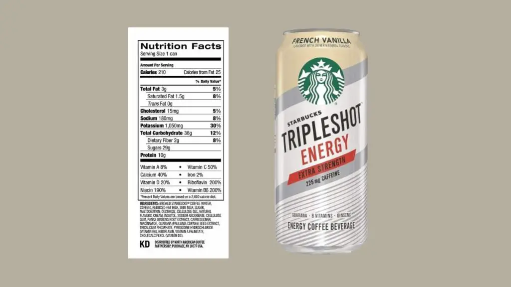 Nutritional facts Starbucks Triple Shot 