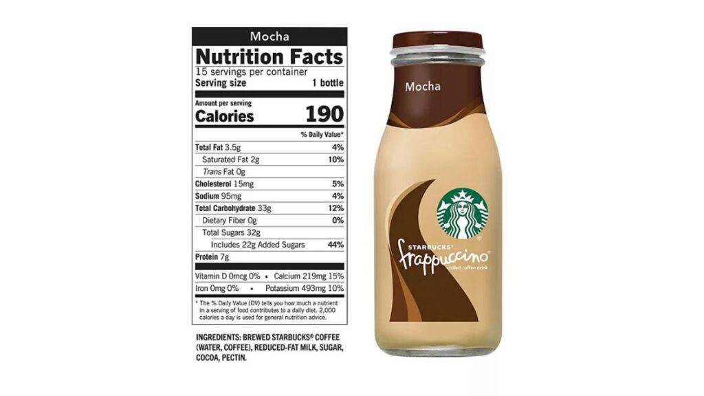 Nutritional facts of Frappuccino ingredients